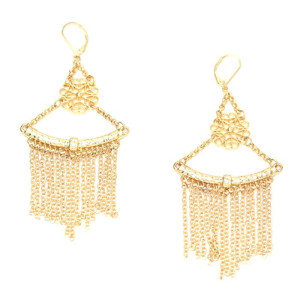 KOLCZYKI ZŁOTE BLASZKI AŻUROWE WISZĄCE FRĘDZLE BOHO