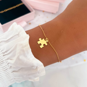POZŁACANA BRANSOLETKA DAMSKA SREBRO PRÓBY 925 BRAKUJĄCY PUZZEL