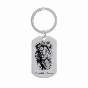 PERSONALIZOWANY BRELOK PREZENT DLA DZIADKA OD WNUKÓW LEW Z LWIĄTKAMI