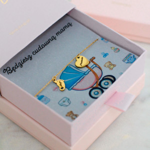 BRANSOLETKA PERSONALIZOWANA Z GRAWEREM STÓPKA SERCE ZE STALI
