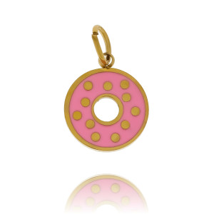 ZAWIESZKA ZE STALI SZLACHETNEJ DO BRANSOLETKI NASZYJNIKA RÓŻOWY EMALIOWANY PĄCZEK DONUT
