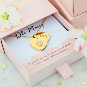 PERSONALIZOWANY NASZYJNIK Z SERCEM DLA MAMY OTWIERANY UKRYTY GRAWER PREZENT OD DZIECKA