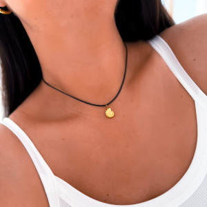 CZARNY NASZYJNIK CHOKER RZEMYK LETNIA MUSZELKA ZAWIESZKA STAL CHIRURGICZNA