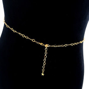 POZŁACANY ŁAŃCUSZEK ZE STALI CHIRURGICZNEJ BODY CHAIN BELLY CHAIN NA BRZUCH SERDUSZKA