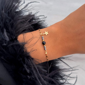 BRANSOLETKA HANDMADE Z KAMIENIAMI NATURALNYMI FASETOWANY SPINEL I HEMATYT STAL SZLACHETNA