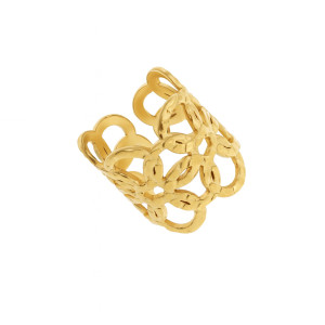 ELEGANCKI PIERŚCIONEK AŻUROWY Z POZŁACANEJ STALI LEKKOŚĆ I STYL