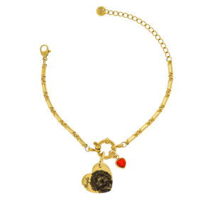 BRANSOLETKA PERSONALIZOWANA Z GRAWEREM PSA I CZERWONYM CHARMS