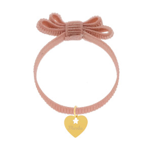 UROCZA RÓŻOWA BRANSOLETKA ZE WSTĄŻKĄ I ZŁOTĄ ZAWIESZKĄ BIŻUTERIA PERSONALIZOWANA DLA CÓRKI