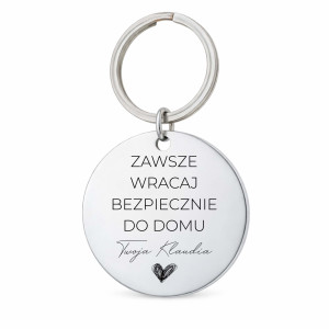 BRELOK Z GRAWEREM WRACAJ DO DOMU WYJĄTKOWY PREZENT DLA NIEGO Z ŻYCZENIAMI
