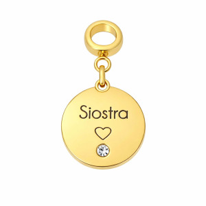 CHARMS DO BRANSOLETKI MODUŁOWEJ "MY STORY" KÓŁKO Z KRYSZTAŁKIEM GRAWER IMIENIA