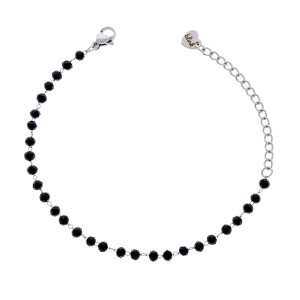 BRANSOLETKA DO ZAWIESZEK PERSONALIZOWANA – SREBRNA BAZA POD CHARMSY I ZAWIESZKI GRAWEROWANE KORALIKI BLACK ROZMIAR MEDIUM