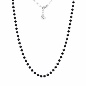 NASZYJNIK DO ZAWIESZEK PERSONALIZOWANY – SREBRNA BAZA POD CHARMSY I ZAWIESZKI GRAWEROWANE KORALIKI BLACK W ROZMIARZE MEDIUM