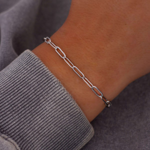 BRANSOLETKA BAZA DO ZAWIESZEK PERSONALIZOWANA – SREBRNA POD CHARMSY I ZAWIESZKI GRAWEROWANE SPLOT PAPER CLIP