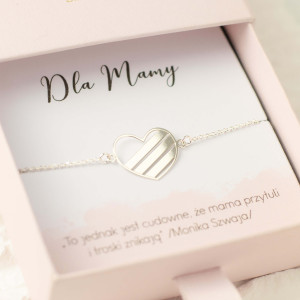 BRANSOLETKA SERCE Z GRAWEREM IMION DZIECI SREBRO 925 PERSONALIZOWANY PREZENT DLA MAMY