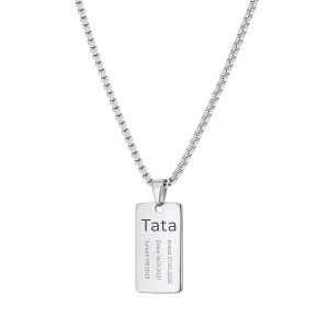 NASZYJNIK DLA TATY Z GRAWEREM IMION DZIECI PERSONALIZOWANY PREZENT STAL SZLACHETNA