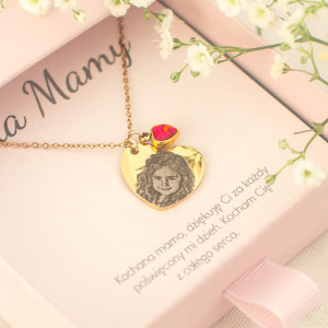 NASZYJNIK PERSONALIZOWANY ZE ZDJĘCIEM SERCE GRAWER PREZENT DLA MAMY