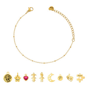 BRANSOLETKA BAZA DO ZAWIESZEK PERSONALIZOWANA – ZŁOTA POD CHARMSY I ZAWIESZKI GRAWEROWANE SPLOT SATELLITE CHAIN