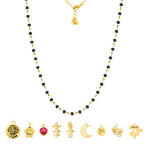 NASZYJNIK DO ZAWIESZEK PERSONALIZOWANY – ZŁOTA BAZA POD CHARMSY I ZAWIESZKI GRAWEROWANE KORALIKI BLACK GOLD