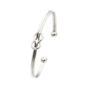 BRANSOLETKA MANKIET SREBRNA OBRĘCZ WĘZEŁ PODWÓJNA