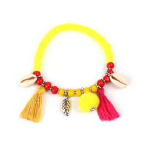 BRANSOLETKA SUMMERTIME ŻÓŁTA FRĘDZELKI MUSZLE BOHO