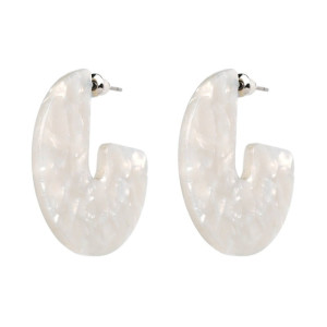 KOLCZYKI MARMURKOWE KOŁA PŁASKIE BIAŁE