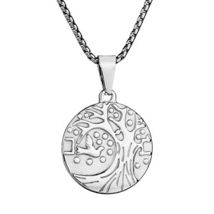 SREBRNY MEDALION STAL DRZEWO PTAK