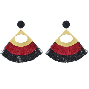 KOLCZYKI FRĘDZLE CIENIOWANE BORDOWE