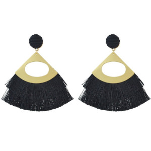 KOLCZYKI FRĘDZLE CIENIOWANE CZARNE