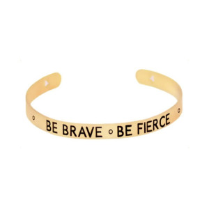 BRANSOLETKA OBRĘCZ ZŁOTA NAPIS BE RBAVE BE FIERCE