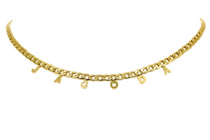 NASZYJNIK STAL ZŁOTY ŁAŃCUCH CHOKER LITERKI IMIĘ JAGODA