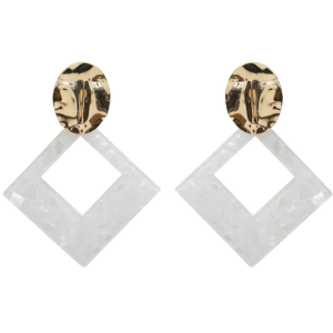 KOLCZYKI GEOMETRYCZNE PERŁOWE ROMBY