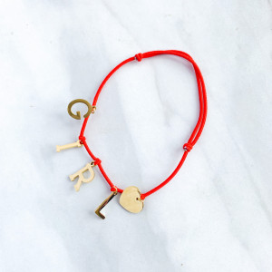 BRANSOLETKA CZERWONA GUMKA ZAWIESZKI STAL GIRL