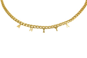 NASZYJNIK STAL ZŁOTY ŁAŃCUCH CHOKER LITERKI IMIĘ ANITA
