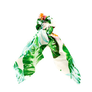 GUMKA DO WŁOSÓW SCRUNCHIE Z APASZKĄ TROPIC BIAŁA