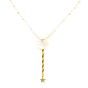 NASZYJNIK STAL ZŁOTY PEREŁKI SERDUSZKO BODY CHAIN