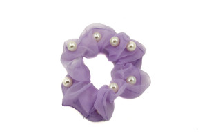 GUMKA DO WŁOSÓW SCRUNCHIE TIULOWA PEREŁKI LILAC