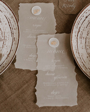 Kaligrafowane menu "Amore" z pieczęcią lakową