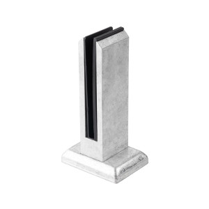 Uchwyt pionowy aluminiowy do szkła - spigot, 200 x 60 x 42 mm, z maskownicą, szkło 16-17,52 mm, surowy