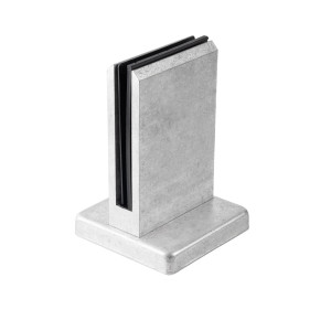 Uchwyt pionowy aluminiowy do szkła - spigot, 200 x 120 x 42 mm, z maskownicą, szkło 16 - 17,52 mm, surowy