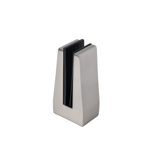 Uchwyt pionowy pojedynczy do szkła deltowaty - spigot, 70x50 mm, H=140mm, szkło 12-13,52 mm, aluminium, satyna
