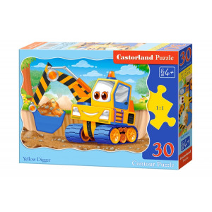 Puzzle 30 elementów. Żółta koparka