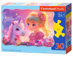 Puzzle 30 elementów. Księżniczka z jednorożcem