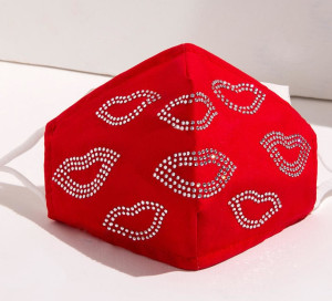Masque en tissu Lèvres masque strass