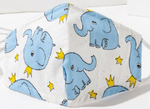Masque en tissu Masque blanc pour enfants avec éléphants