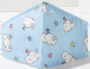Masque en tissu Masque bleu pour enfants avec de petits éléphants
