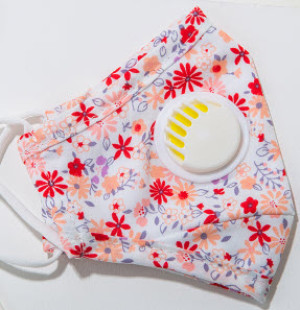 Masque en tissu Masque pour enfant à fleurs avec filtre - rouge