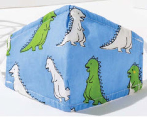 Masque en tissu Dinosaure bleu Masque d’enfant