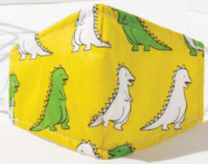Masque en tissu Masque de dinosaures jaunes pour enfants