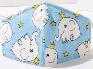 Masque en tissu Masque bleu pour enfants avec des éléphants