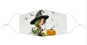 Masque en tissu Masque enfant sorcière assise